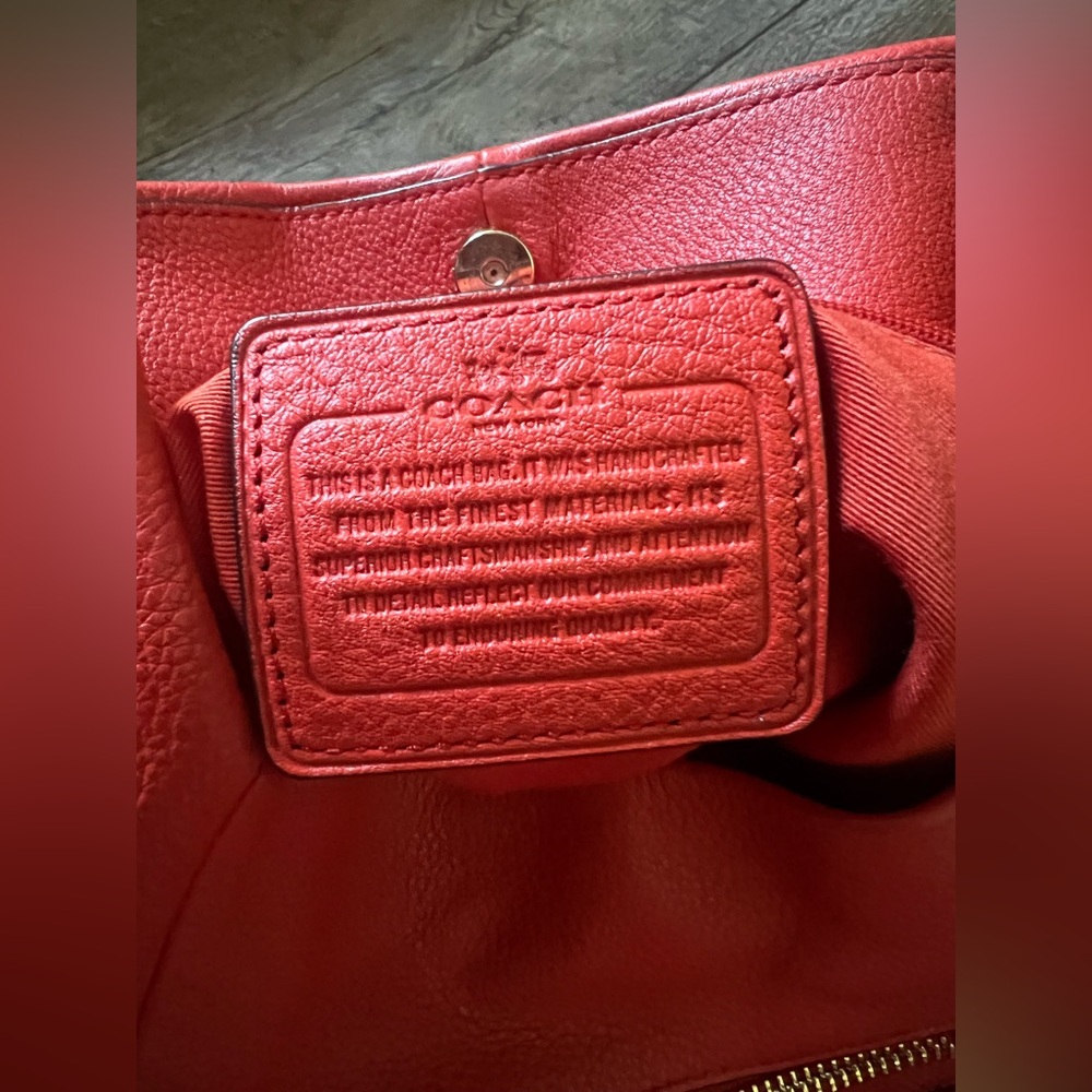 COACH Madison Phoebe Tumbled Cardinal Red Leather 3 Section Shoulder Bag - Picture 9 of 16